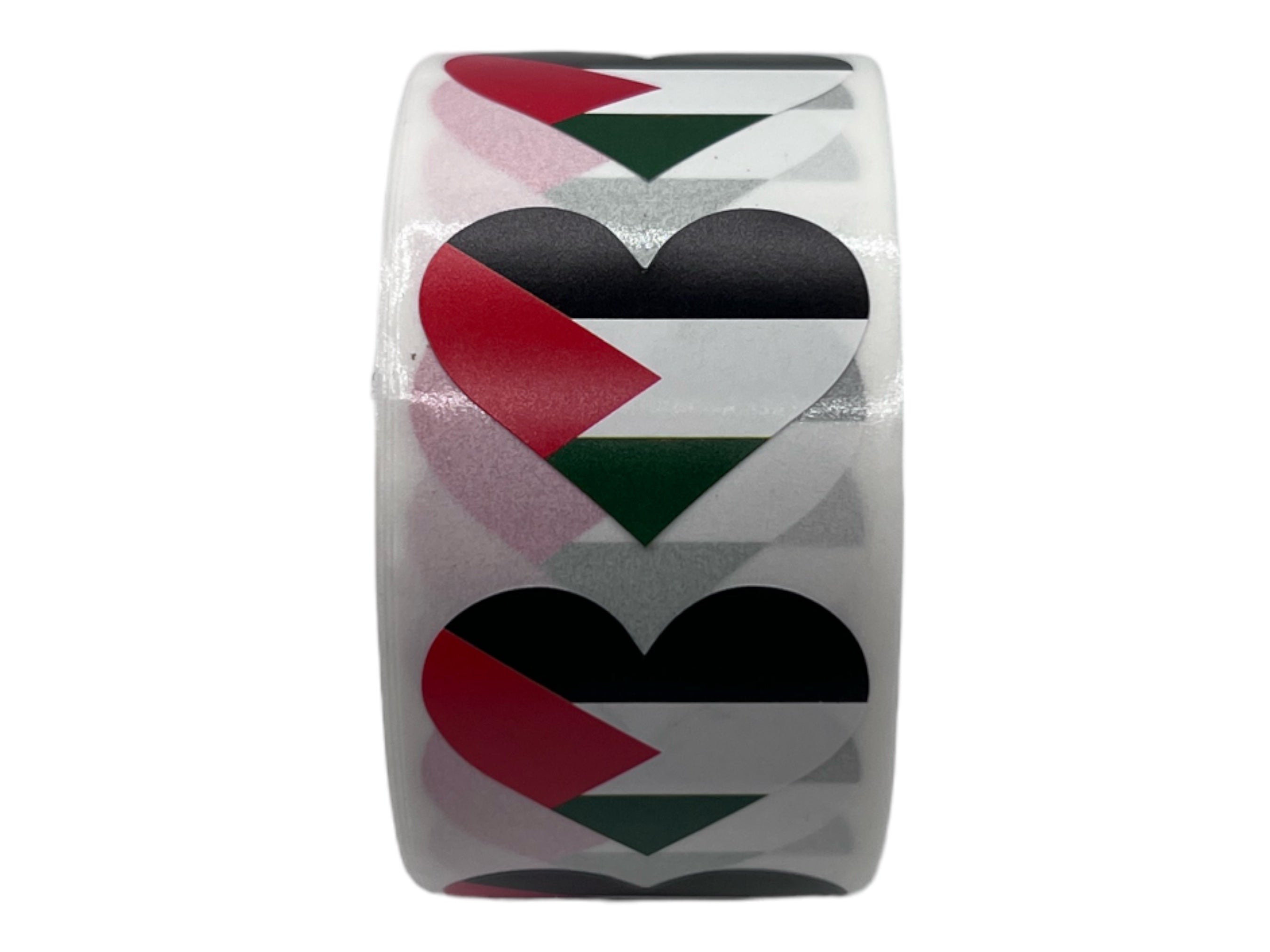 Palestine Flag Heart Stickers * 500 Per Roll (1