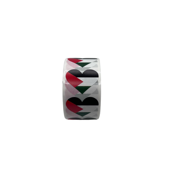 Palestine Flag Heart Stickers * 500 Per Roll (1" x 1")