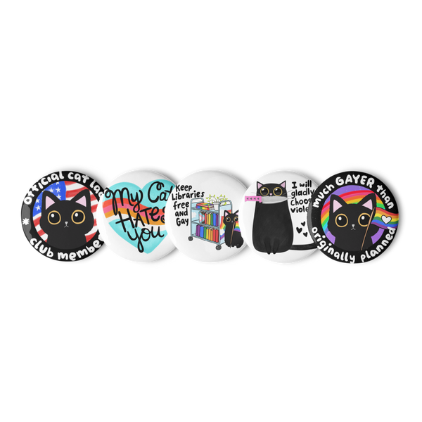 Black Cat Set of 5 pinback buttons