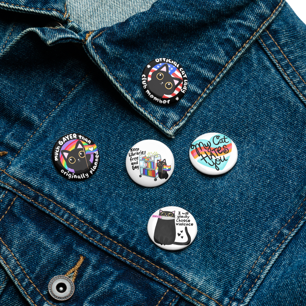 Black Cat Set of 5 pinback buttons