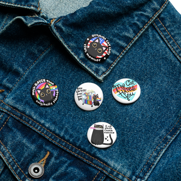Black Cat Set of 5 pinback buttons