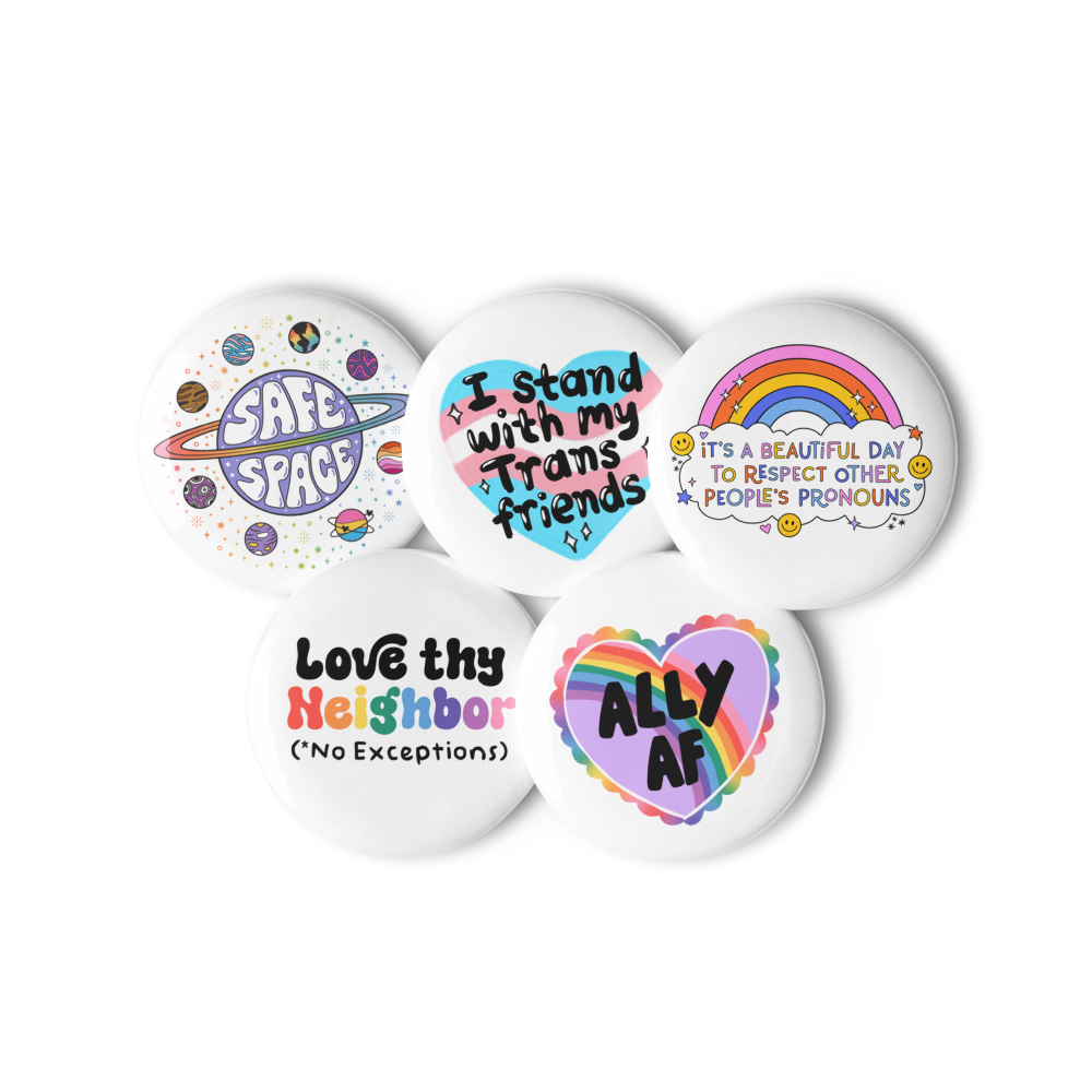 Ally Pack Set of 5 pinback buttons