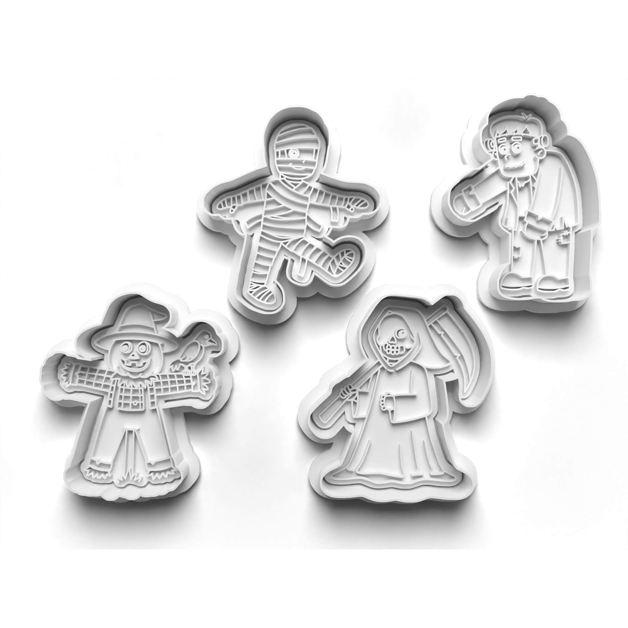 Halloween Monsters Cookie Cutters Set + Stamps for Baking, Cookies, Crafts 0061