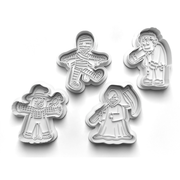 Halloween Monsters Cookie Cutters Set + Stamps for Baking, Cookies, Crafts 0061