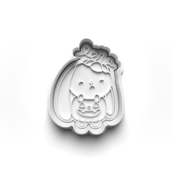 Halloween Bunny Cookie Cutters Set + Stamps for Baking, Cookies, Crafts 0064