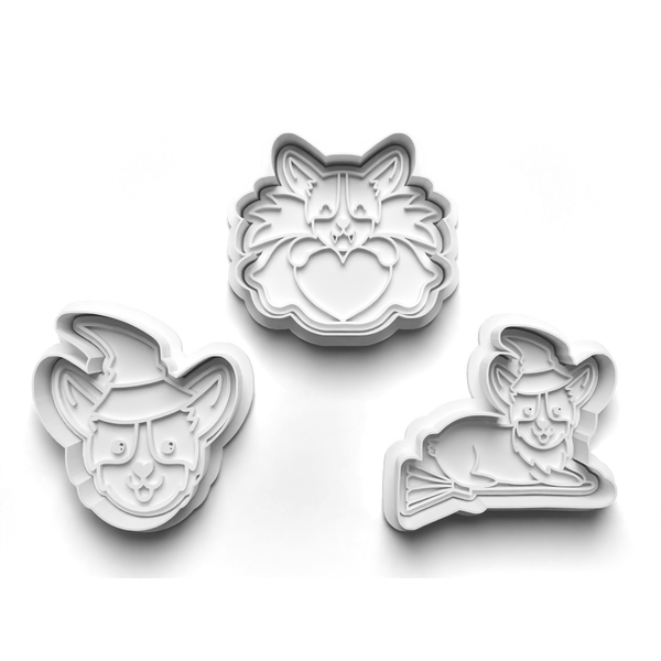 Halloween Corgi Cookie Cutters Set + Stamps for Baking, Cookies, Crafts 0065