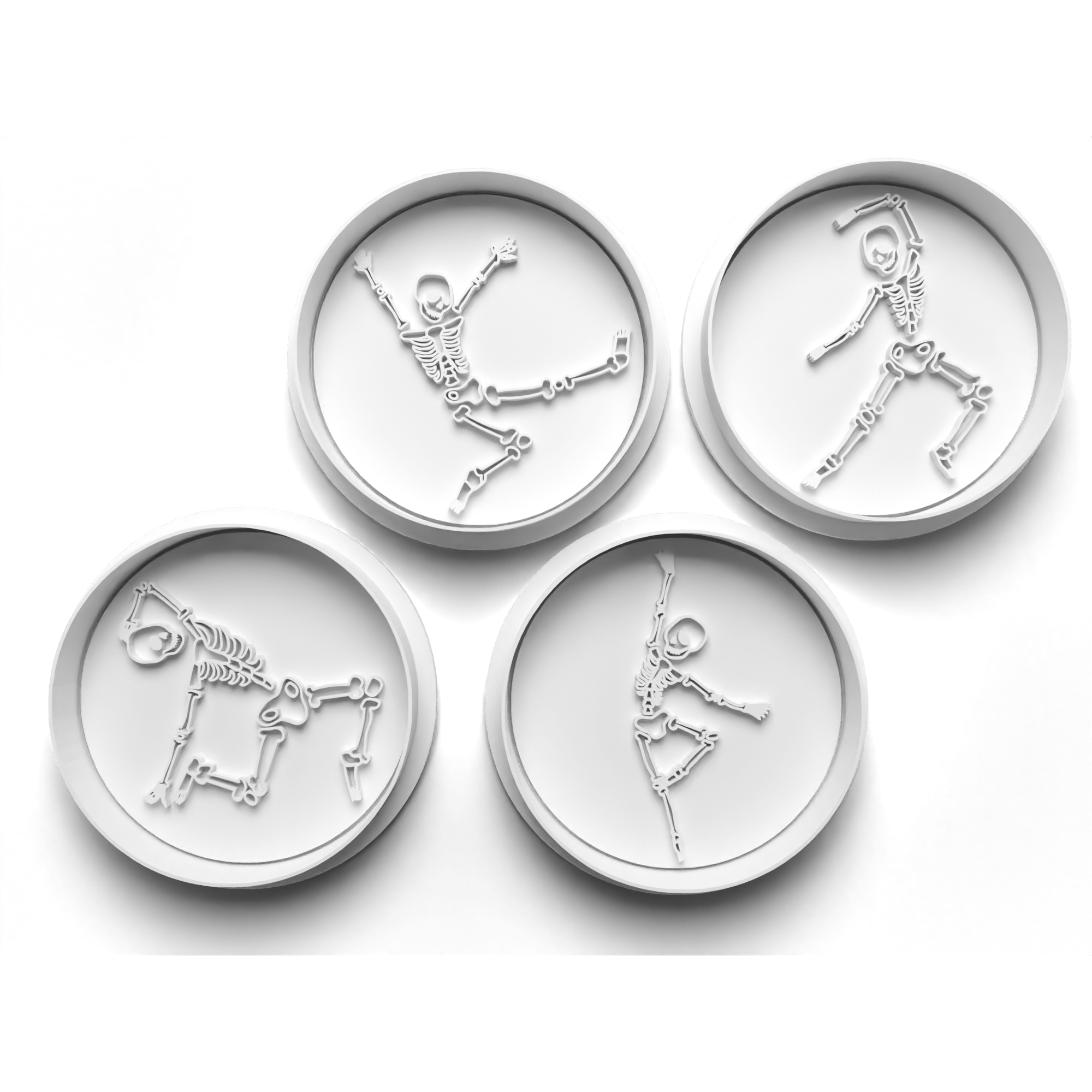 Halloween Skeleton Cookie Cutters Set + Stamps for Baking, Cookies, Crafts 0066