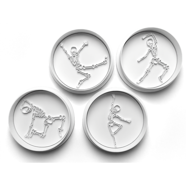 Halloween Skeleton Cookie Cutters Set + Stamps for Baking, Cookies, Crafts 0066