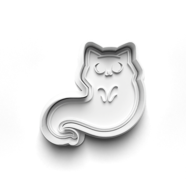 Halloween Ghost Cats Cookie Cutters Set + Stamps for Baking, Cookies, Crafts 0068