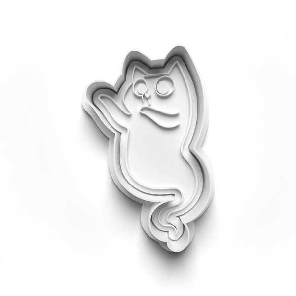 Halloween Ghost Cats Cookie Cutters Set + Stamps for Baking, Cookies, Crafts 0068