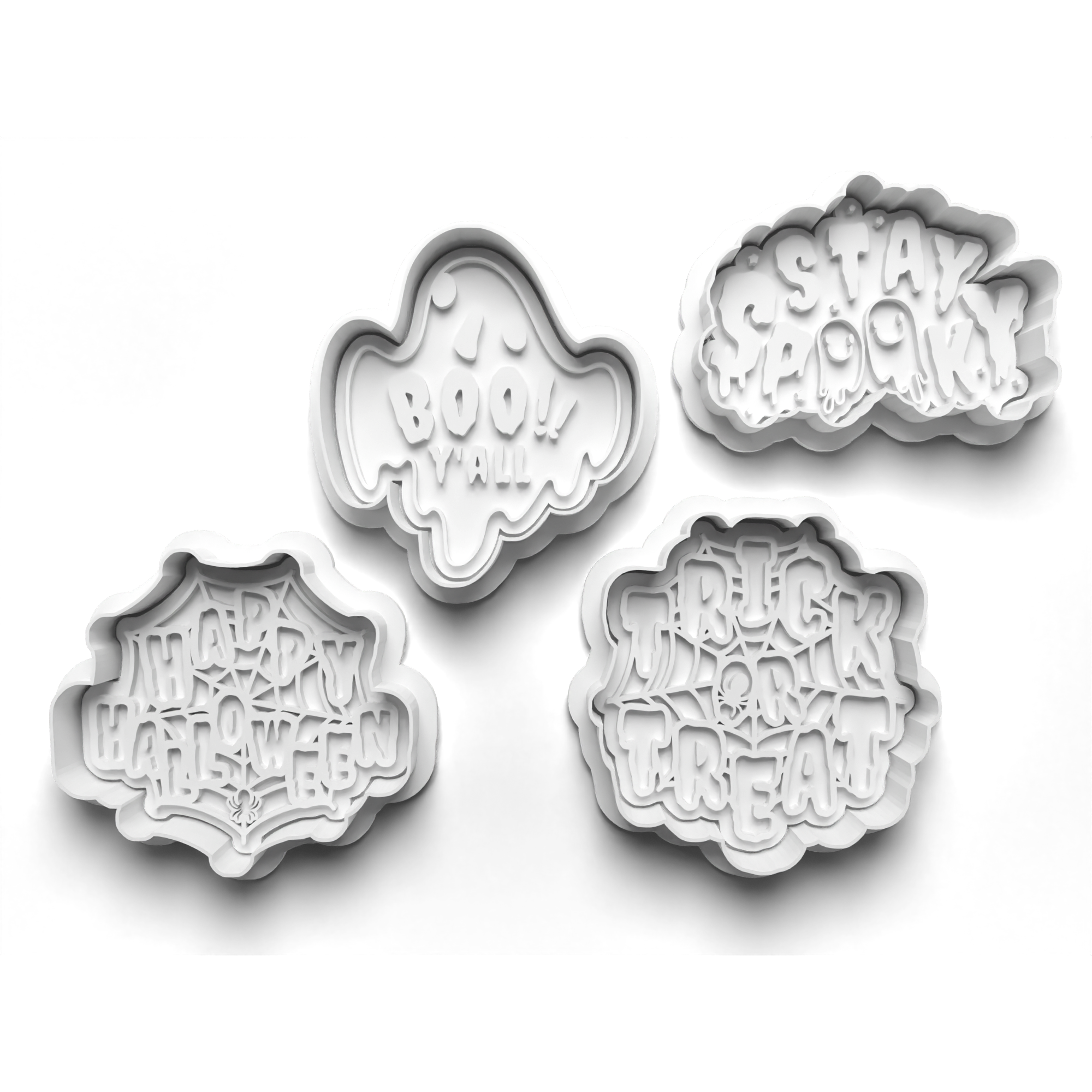 Halloween Slogans Cookie Cutters Set + Stamps for Baking, Cookies, Crafts 0069