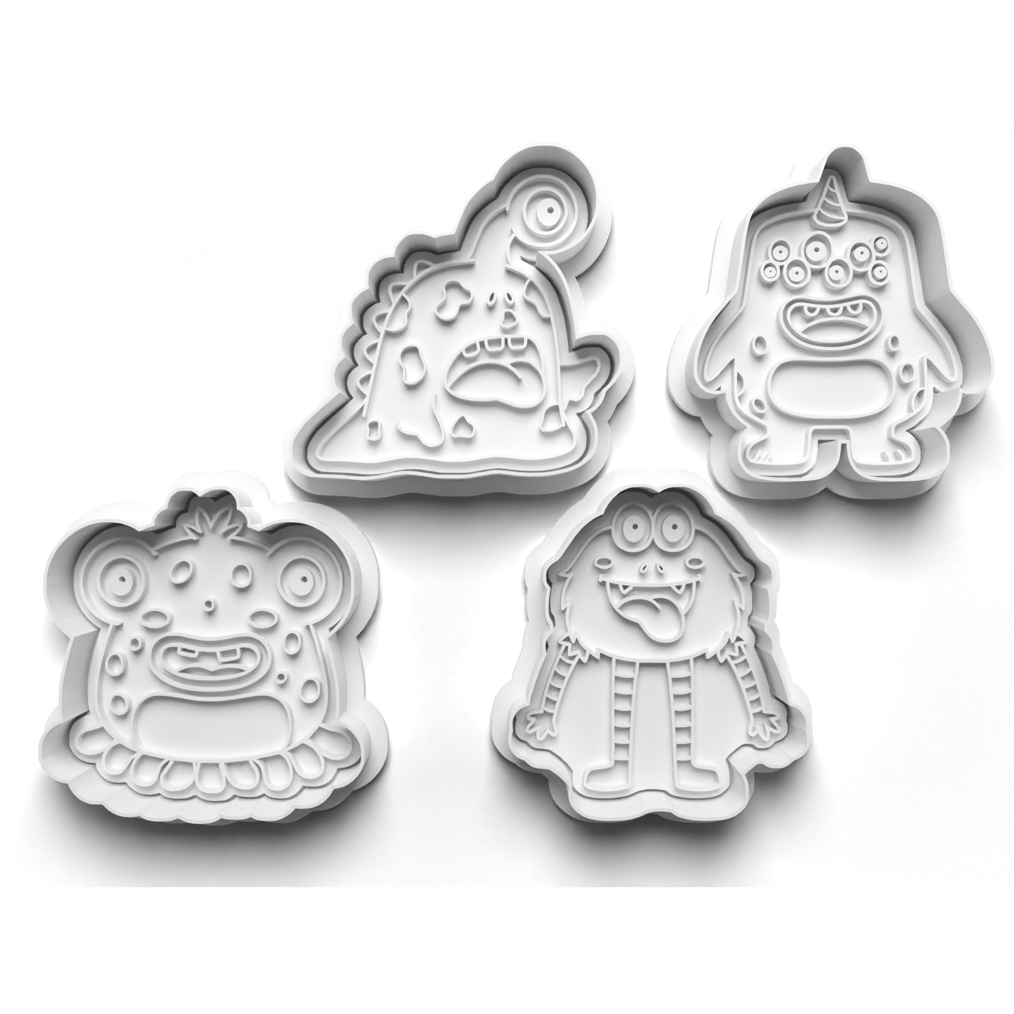 Monsters Cookie Cutters Set + Stamps for Baking, Cookies, Crafts 0070