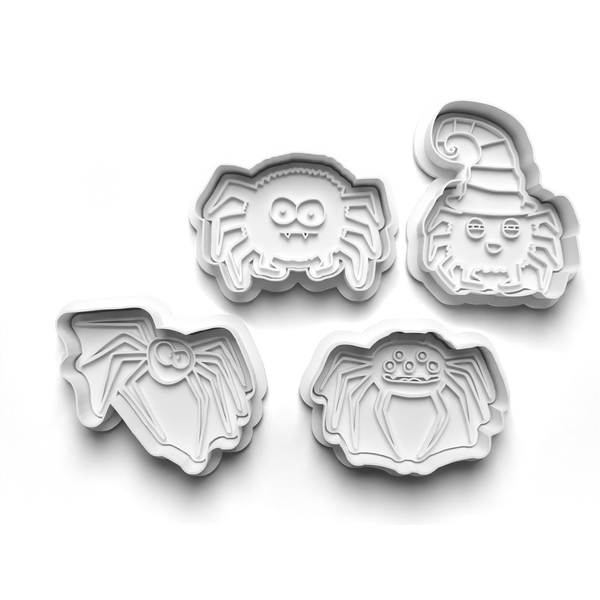 Halloween Spiders Cookie Cutters Set + Stamps for Baking, Cookies, Crafts 0075
