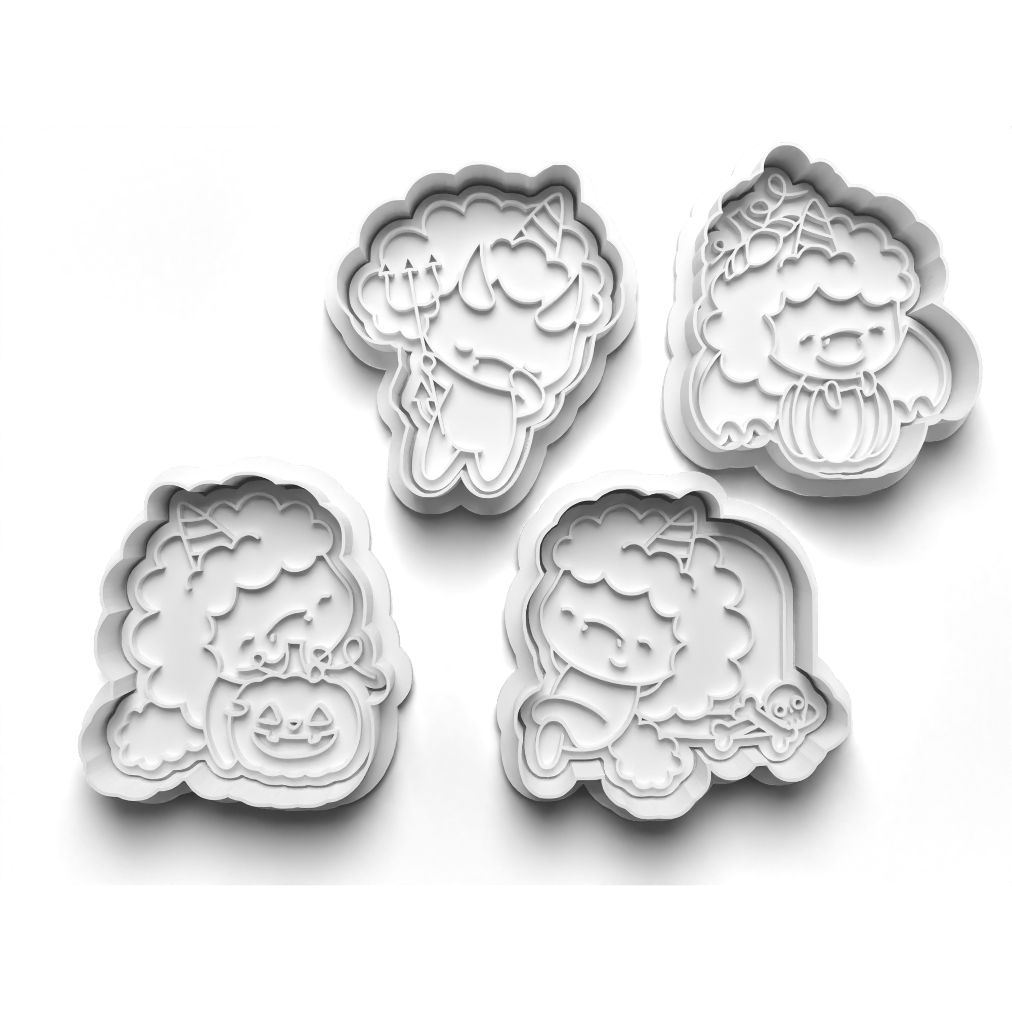 Halloween Unicorns Cookie Cutters Set + Stamps for Baking, Cookies, Crafts 0077