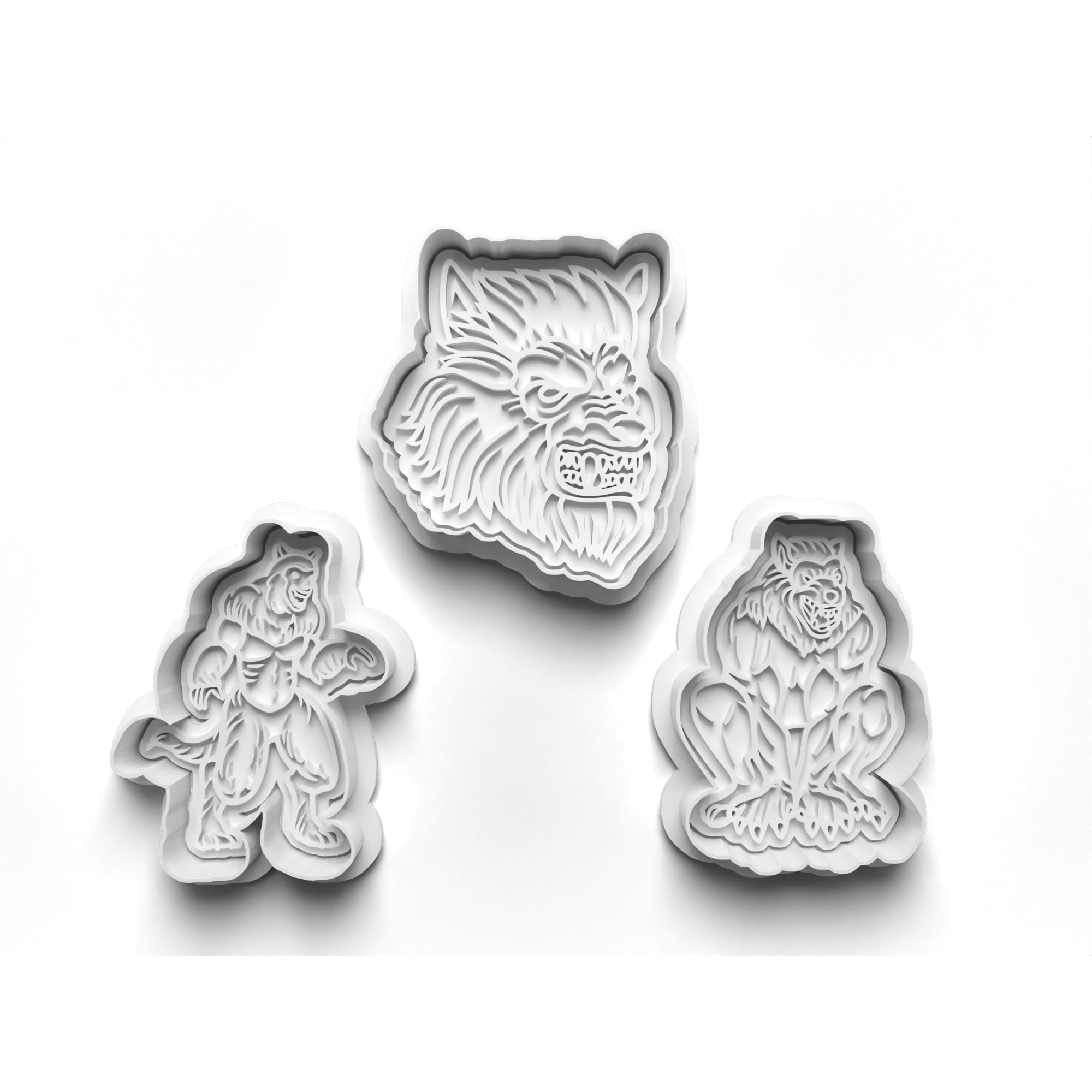 Werewolf Cookie Cutters Set + Stamps for Baking, Cookies, Crafts 0078