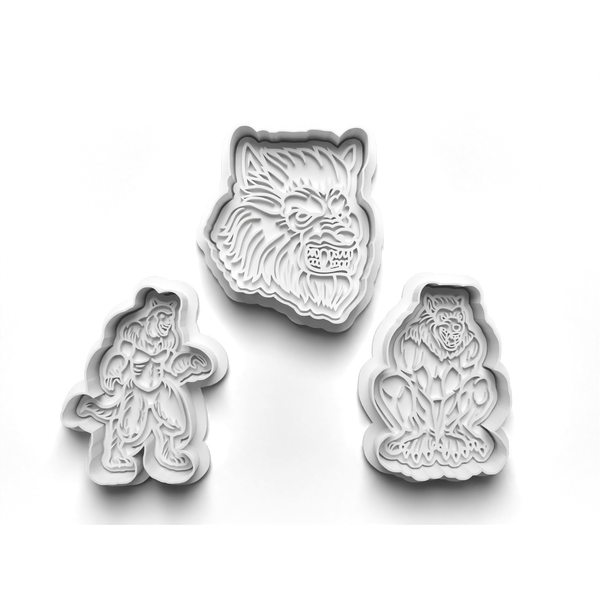 Werewolf Cookie Cutters Set + Stamps for Baking, Cookies, Crafts 0078