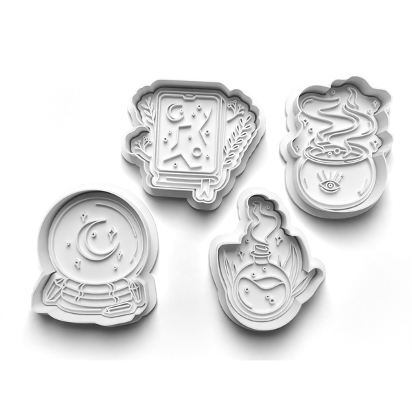 Witchy Vibes Cookie Cutters Set + Stamps for Baking, Cookies, Crafts 0079