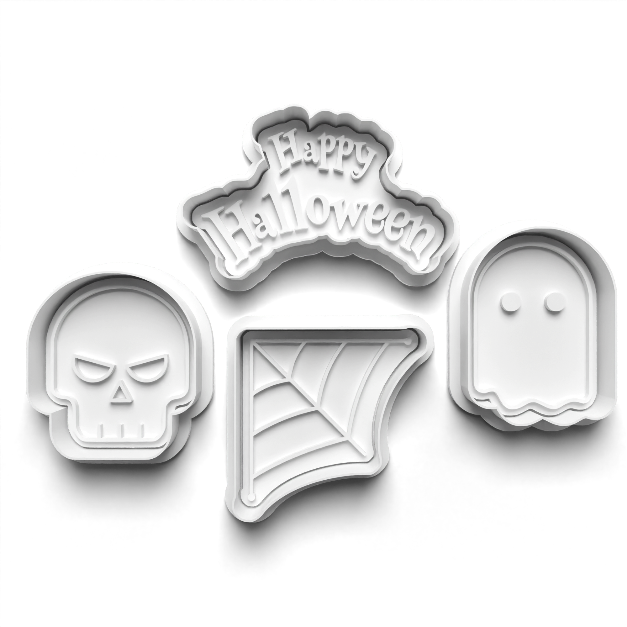 Happy Halloween Cookie Cutters Set + Stamps for Baking, Cookies, Crafts 0445