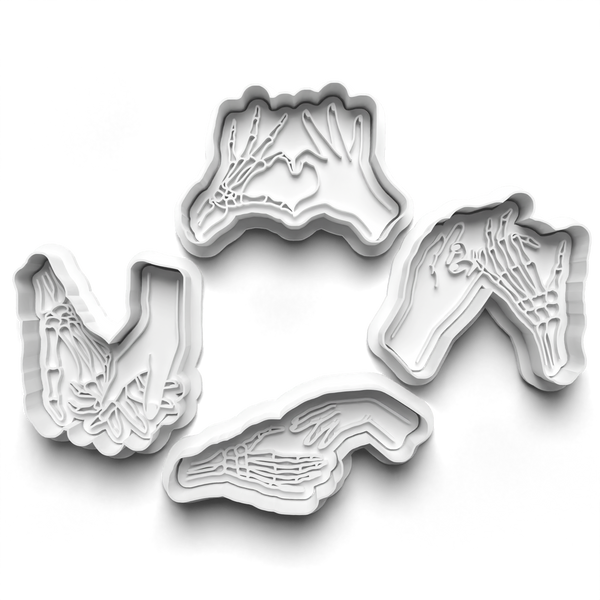 Halloween Hands Cookie Cutters Set + Stamps for Baking, Cookies, Crafts 0446