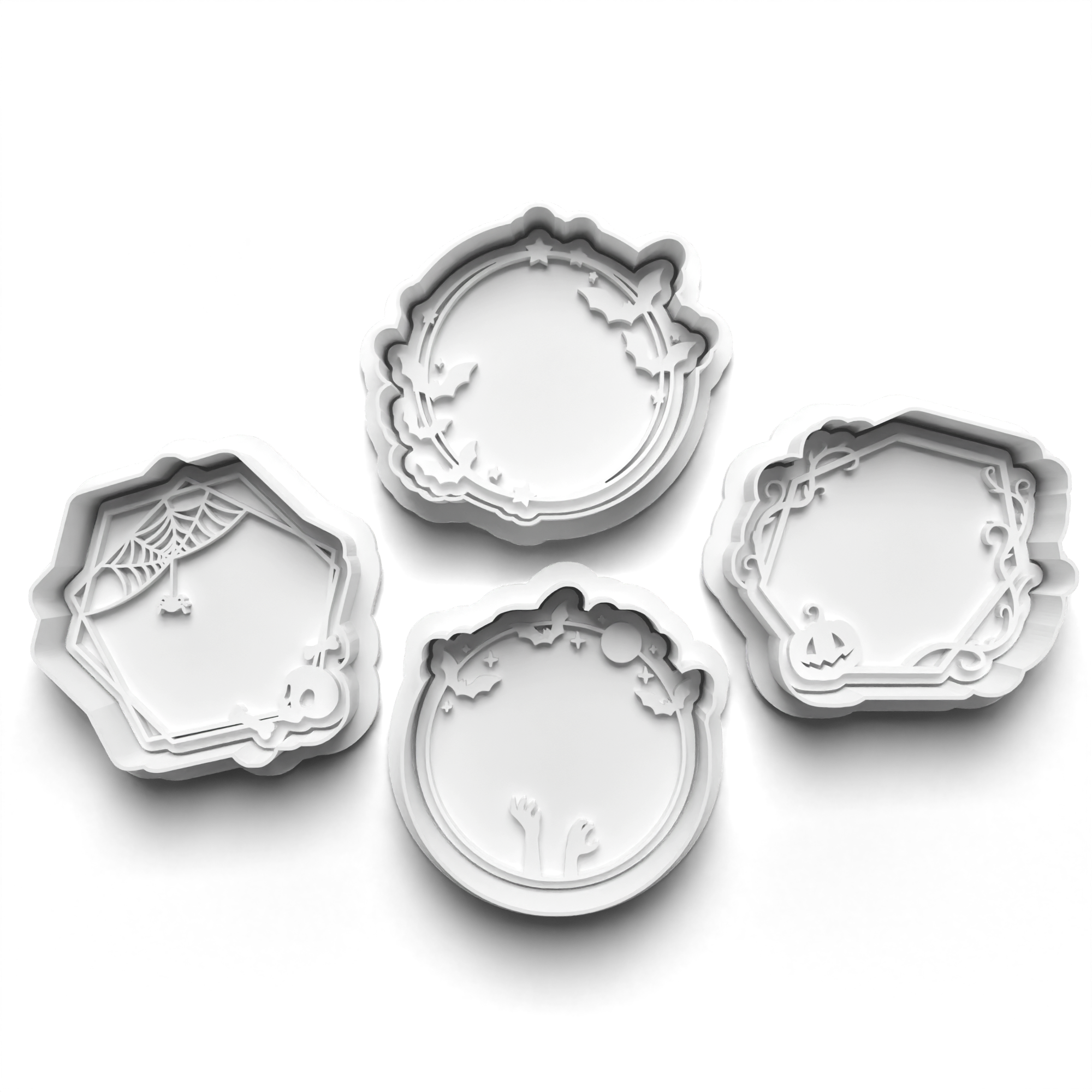 Halloween Frames Cookie Cutters Set + Stamps for Baking, Cookies, Crafts 0447