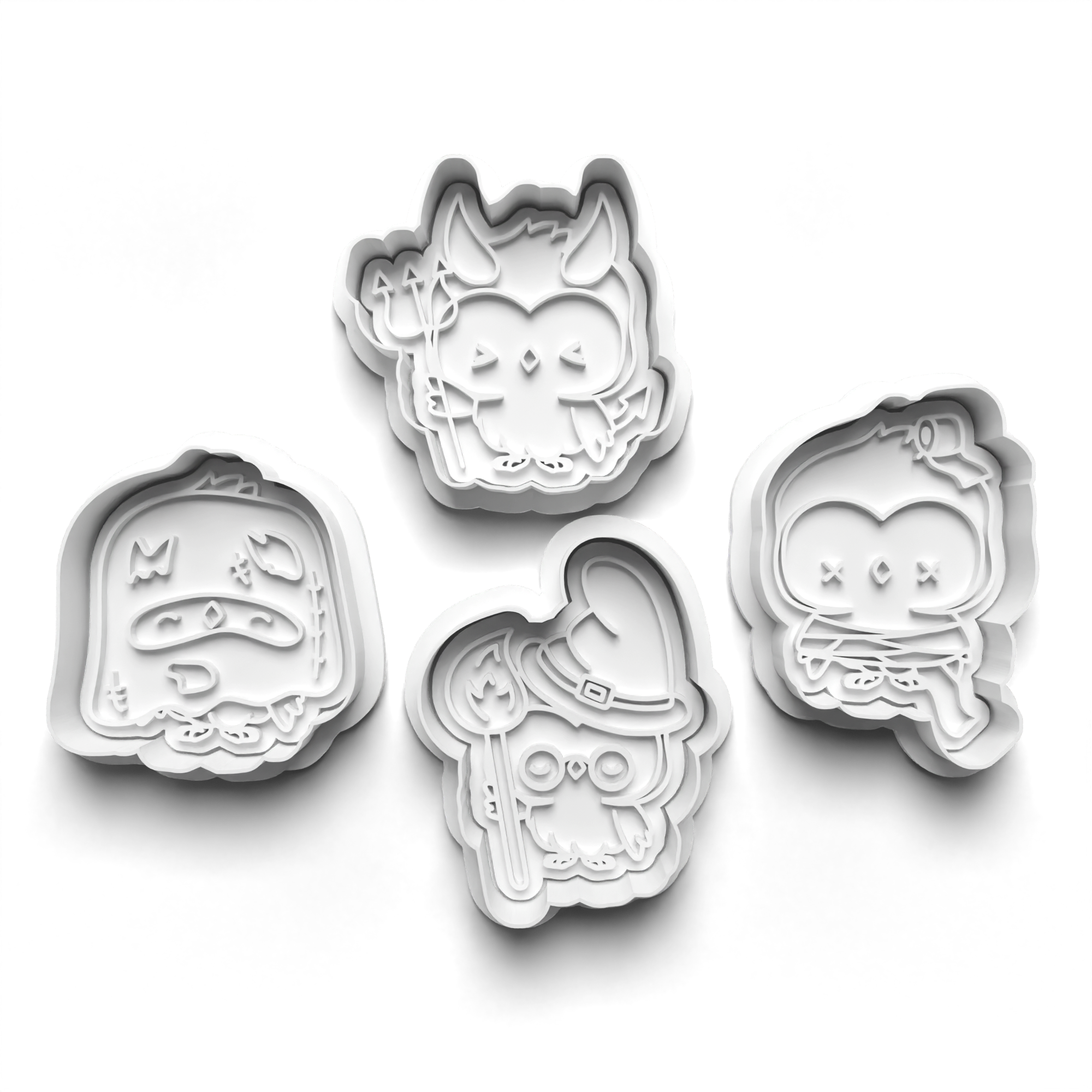 Halloween Owls Cookie Cutters Set + Stamps for Baking, Cookies, Crafts 0448