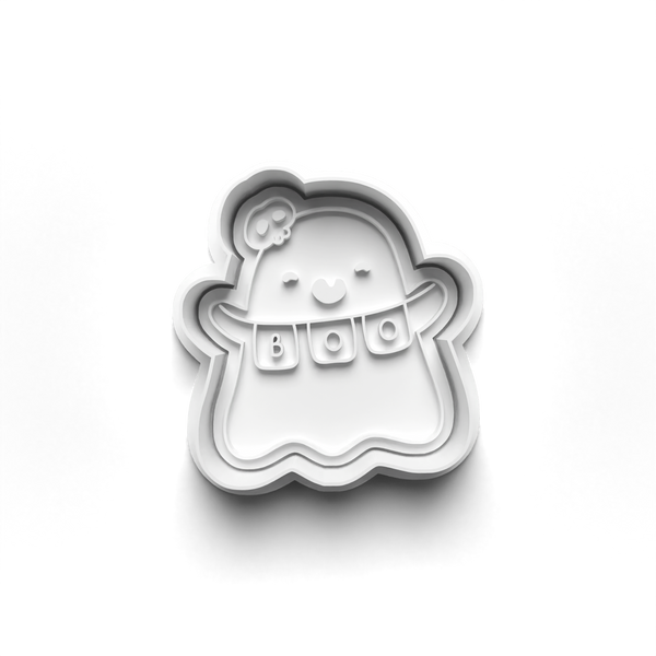 Halloween Ghosts Cookie Cutters Set + Stamps for Baking, Cookies, Crafts 0449