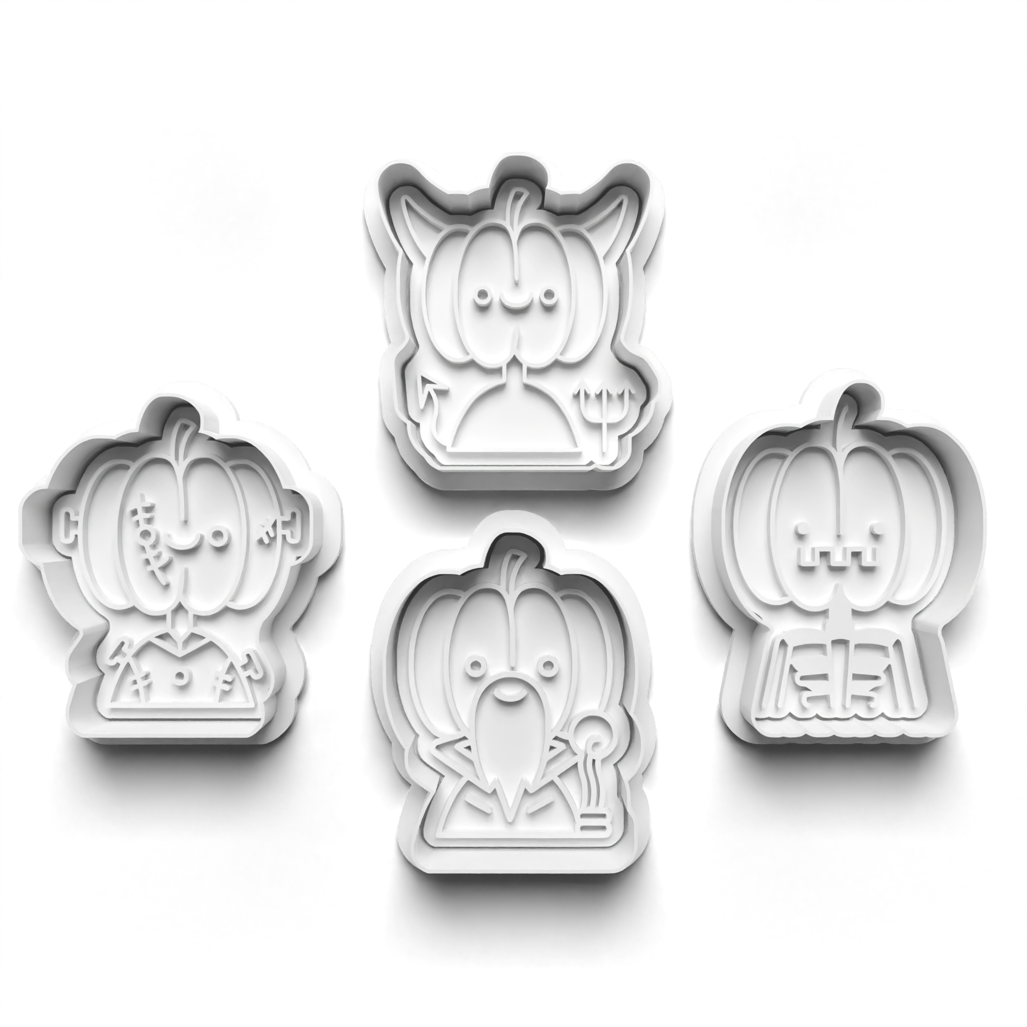 Halloween Pumpkin Heads Cookie Cutters Set + Stamps for Baking, Cookies, Crafts 0450