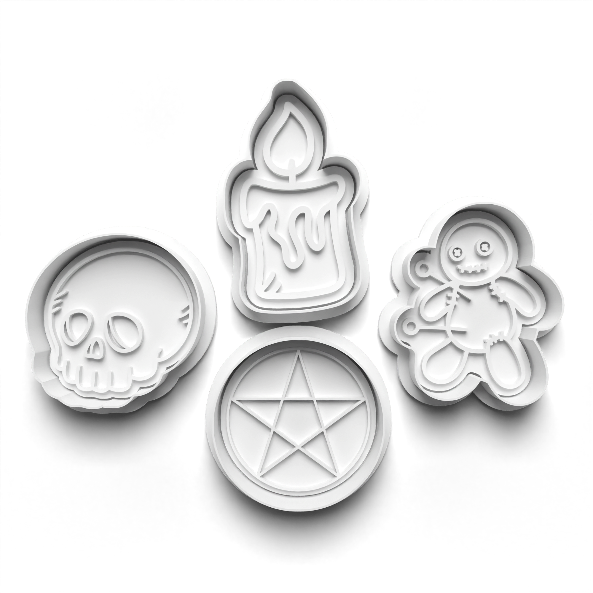 Voodoo Cookie Cutters Set + Stamps for Baking, Cookies, Crafts 0454
