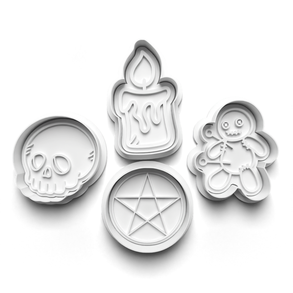 Voodoo Cookie Cutters Set + Stamps for Baking, Cookies, Crafts 0454