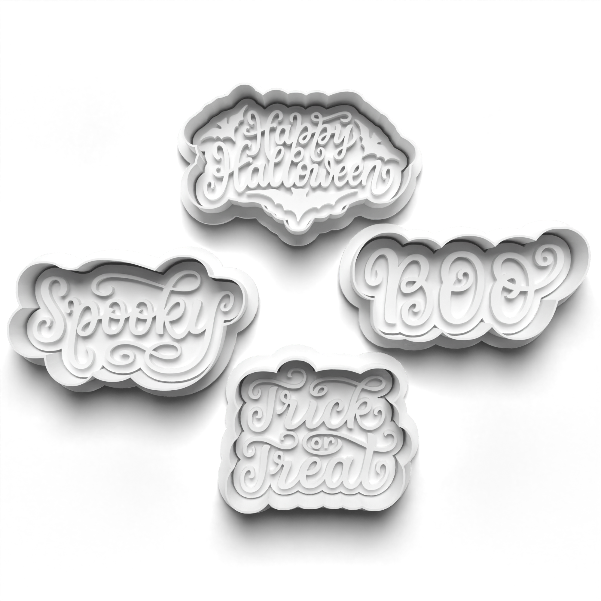 Halloween Writing Cookie Cutters Set + Stamps for Baking, Cookies, Crafts 0452