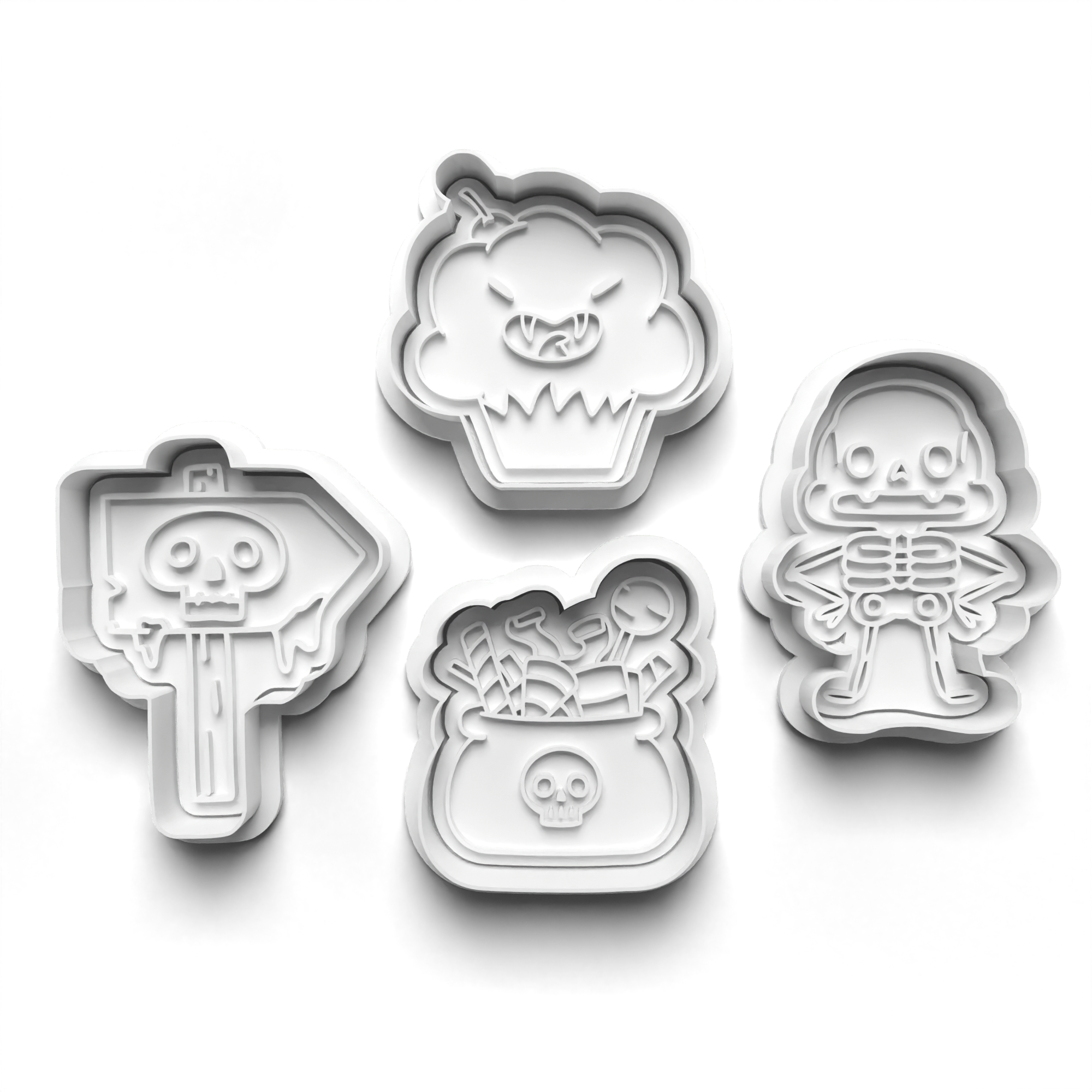 Halloween Cookie Cutters Set + Stamps for Baking, Cookies, Crafts 0453