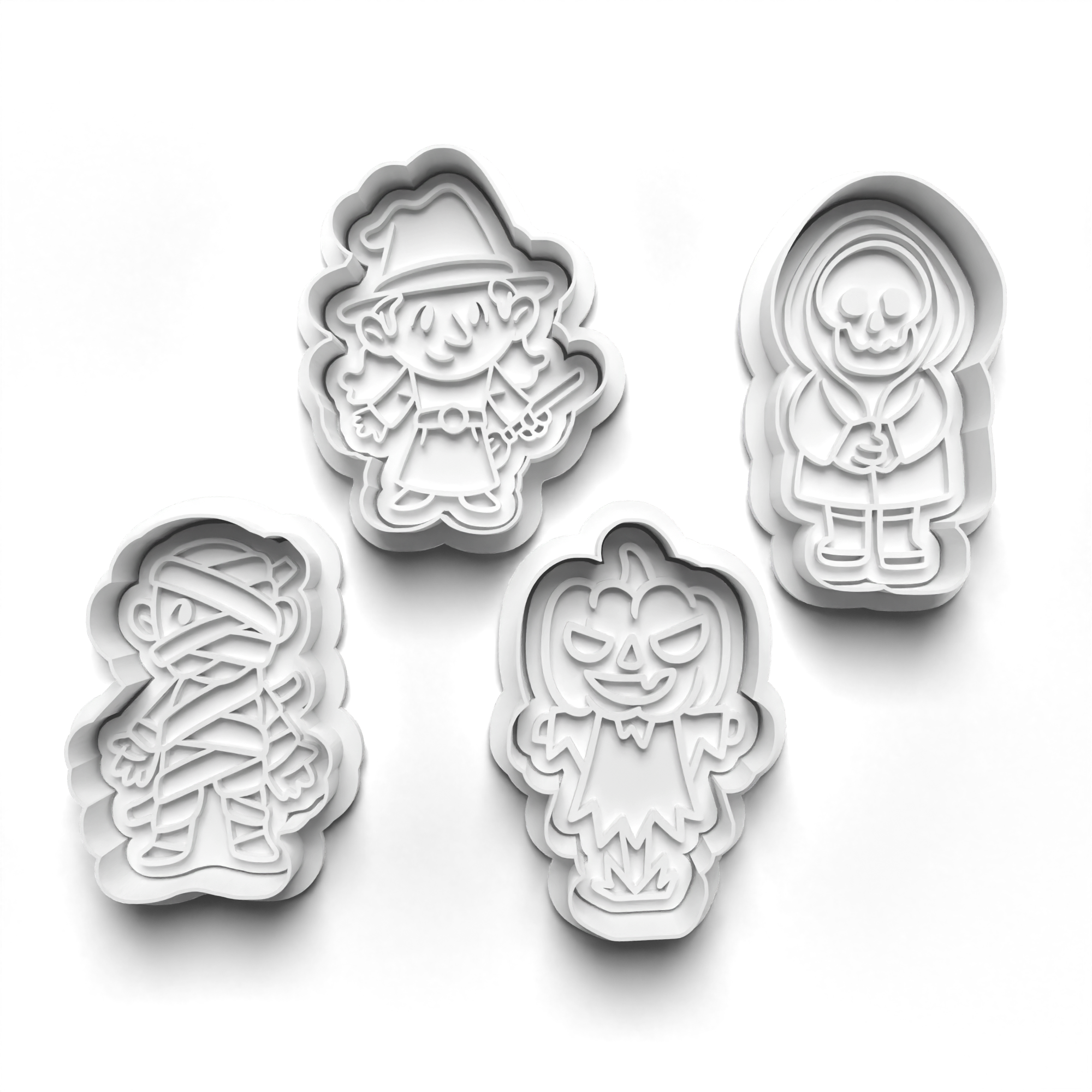 Halloween Witches and Monsters Cookie Cutters Set + Stamps for Baking, Cookies, Crafts 0455