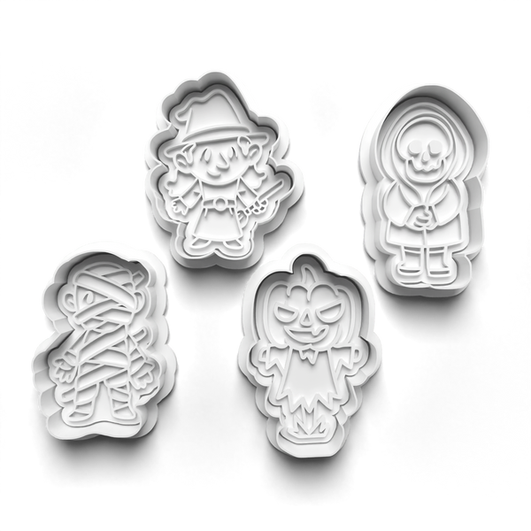 Halloween Witches and Monsters Cookie Cutters Set + Stamps for Baking, Cookies, Crafts 0455