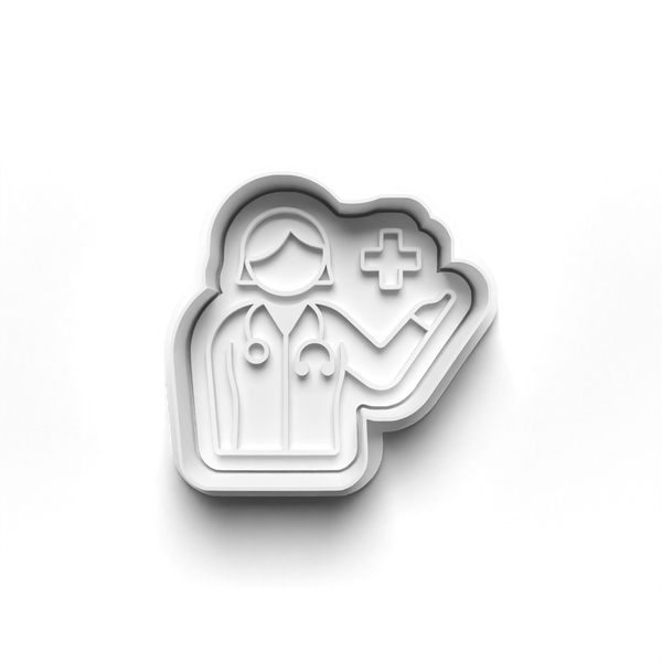 Doctor and Nurse Theme 4 Piece Cookie Cutters Set + Stamps for Baking, Crafts, Play 0798