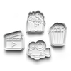 Movie Night Theme 4 Piece Cookie Cutters Set + Stamps for Baking, Crafts, Play 0800
