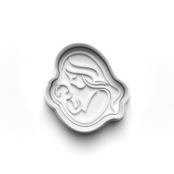 Mother and Baby Theme 4 Piece Cookie Cutters Set + Stamps for Baking, Crafts, Play 0801