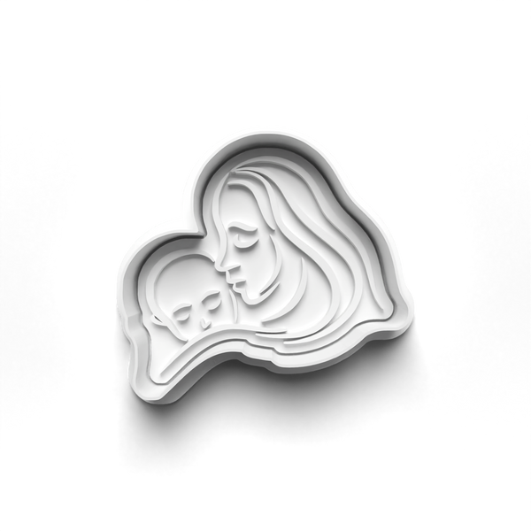 Mother and Baby Theme 4 Piece Cookie Cutters Set + Stamps for Baking, Crafts, Play 0801