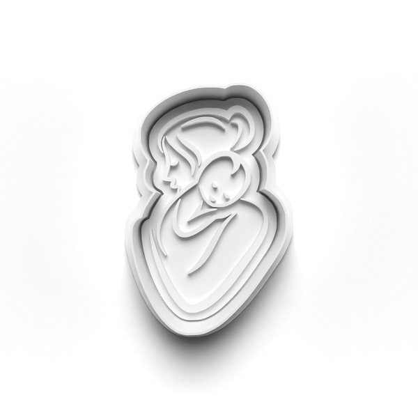 Mother and Baby Theme 4 Piece Cookie Cutters Set + Stamps for Baking, Crafts, Play 0801