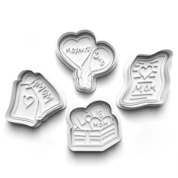 Mother's Day Theme Cookie Cutters Set + Stamps for Baking, Crafts, Dough 0803