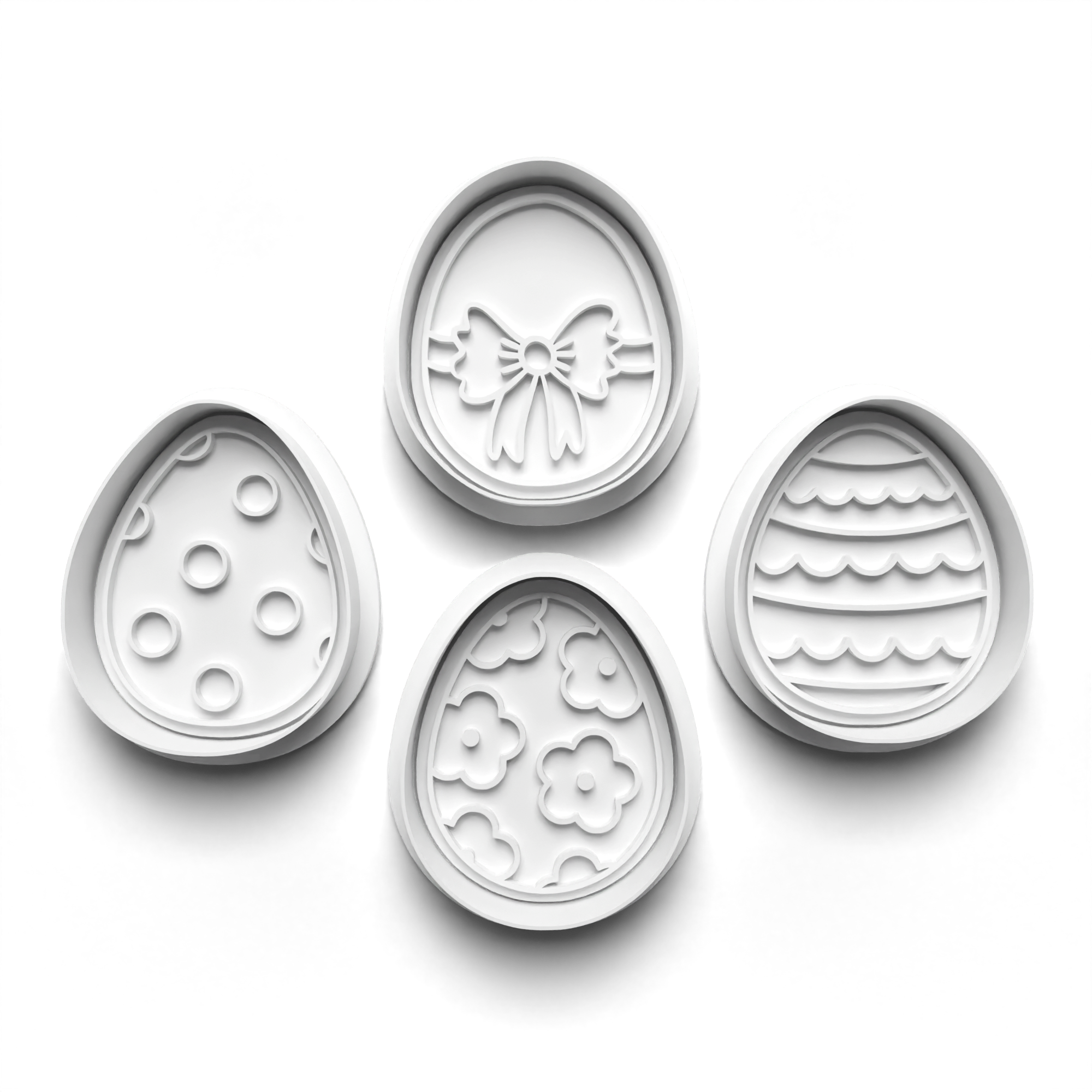 Easter Eggs Theme Cookie Cutters Set + Stamps for Baking, Crafts, Dough 0805