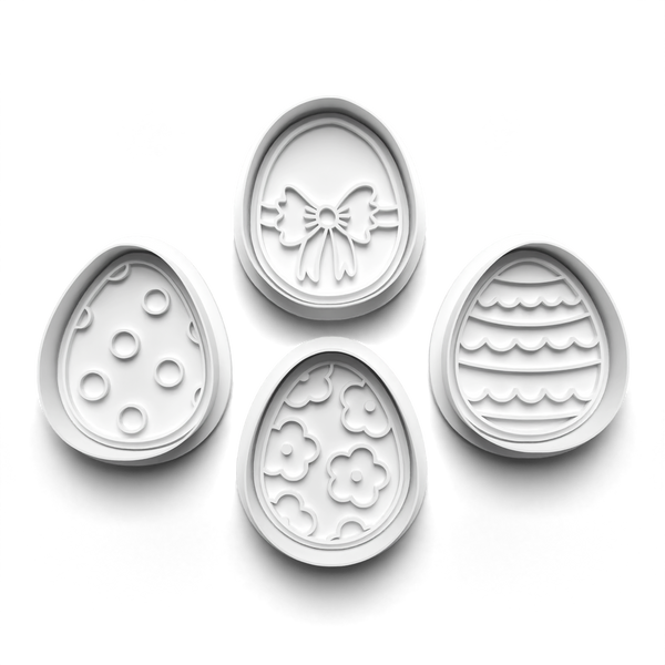 Easter Eggs Theme Cookie Cutters Set + Stamps for Baking, Crafts, Dough 0805