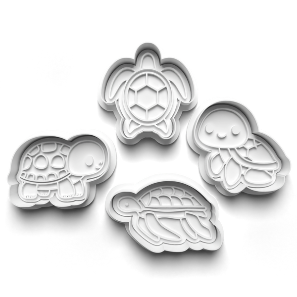 Turtles Theme Cookie Cutters Set + Stamps for Baking, Crafts, Play dough 0818