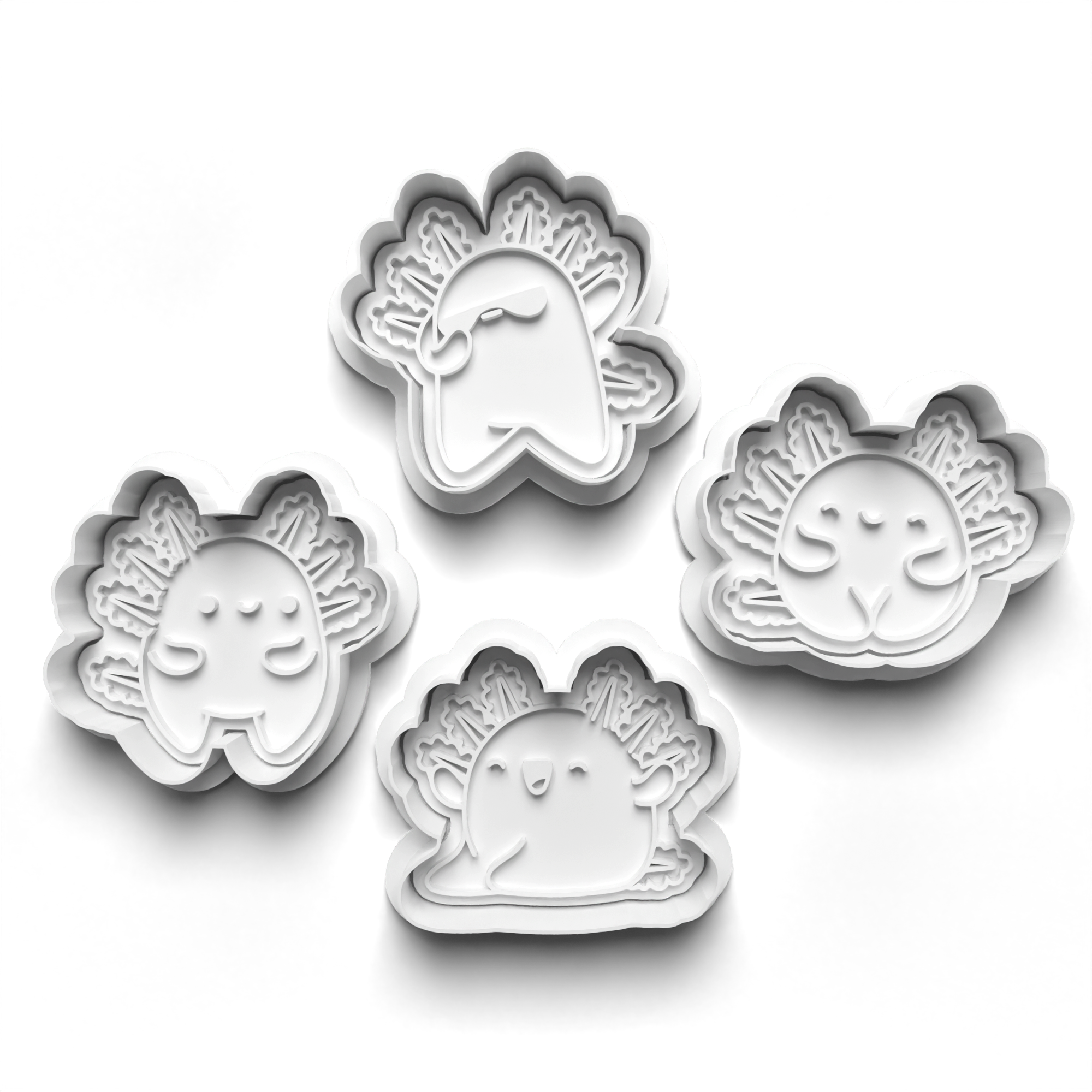 Axolotis Theme Cookie Cutters Set + Stamps for Baking, Crafts, Play dough 0820