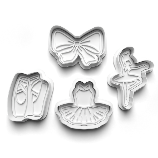 Ballet Theme Cookie Cutters Set + Stamps for Baking, Crafts, Play dough 0821