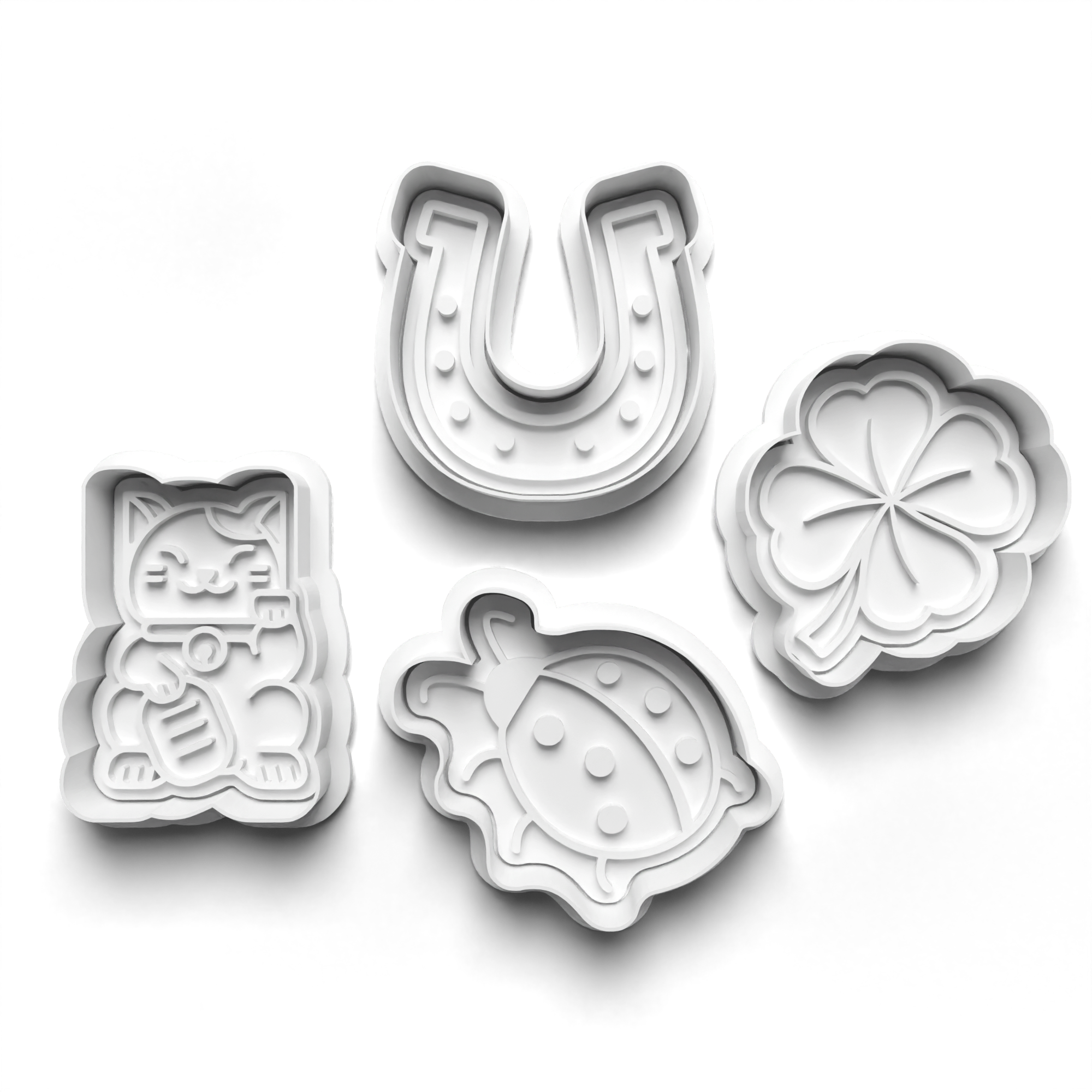 Lucky Theme Cookie Cutters Set + Stamps for Baking, Crafts, Dough 0822