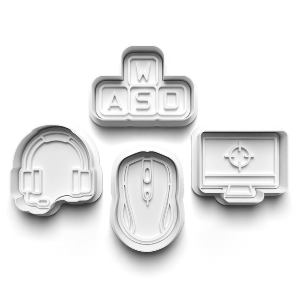 PC Gamer Theme Cookie Cutters Set + Stamps for Baking, Crafts, Dough 0823