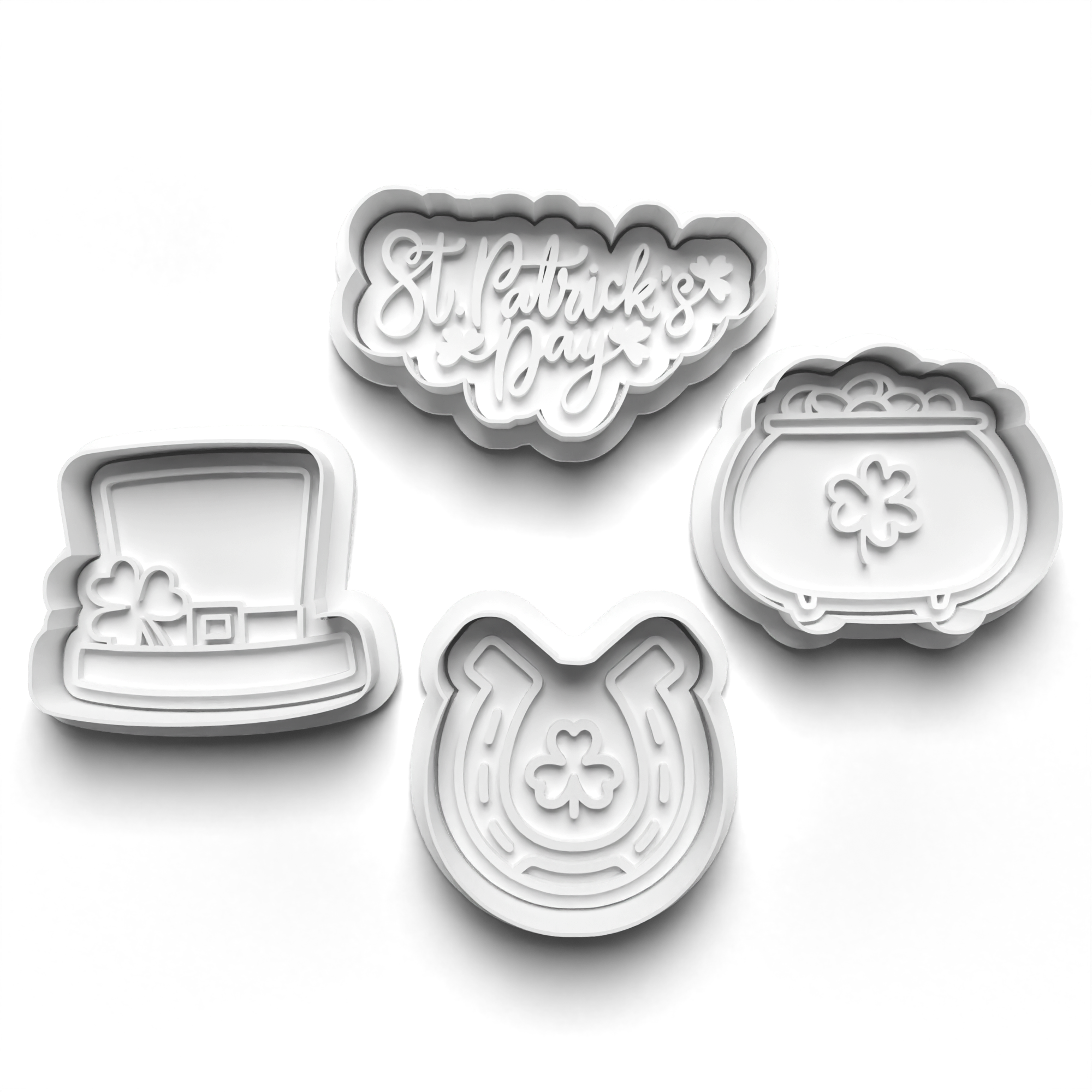 St Patrick's Day Theme Cookie Cutters Set + Stamps for Baking, Crafts, Dough 0824