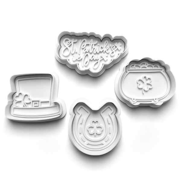 St Patrick's Day Theme Cookie Cutters Set + Stamps for Baking, Crafts, Dough 0824