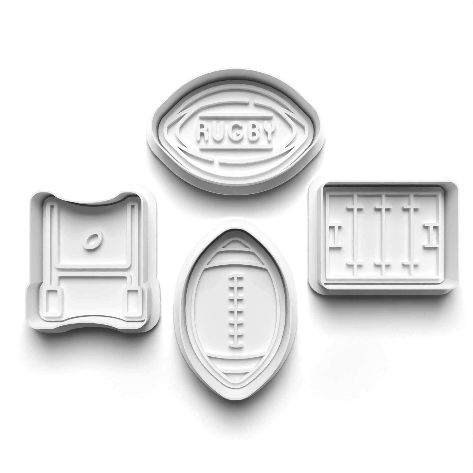 Rugby Theme Cookie Cutters Set + Stamps for Baking, Crafts, Dough 0827
