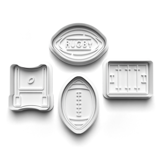 Rugby Theme Cookie Cutters Set + Stamps for Baking, Crafts, Dough 0827